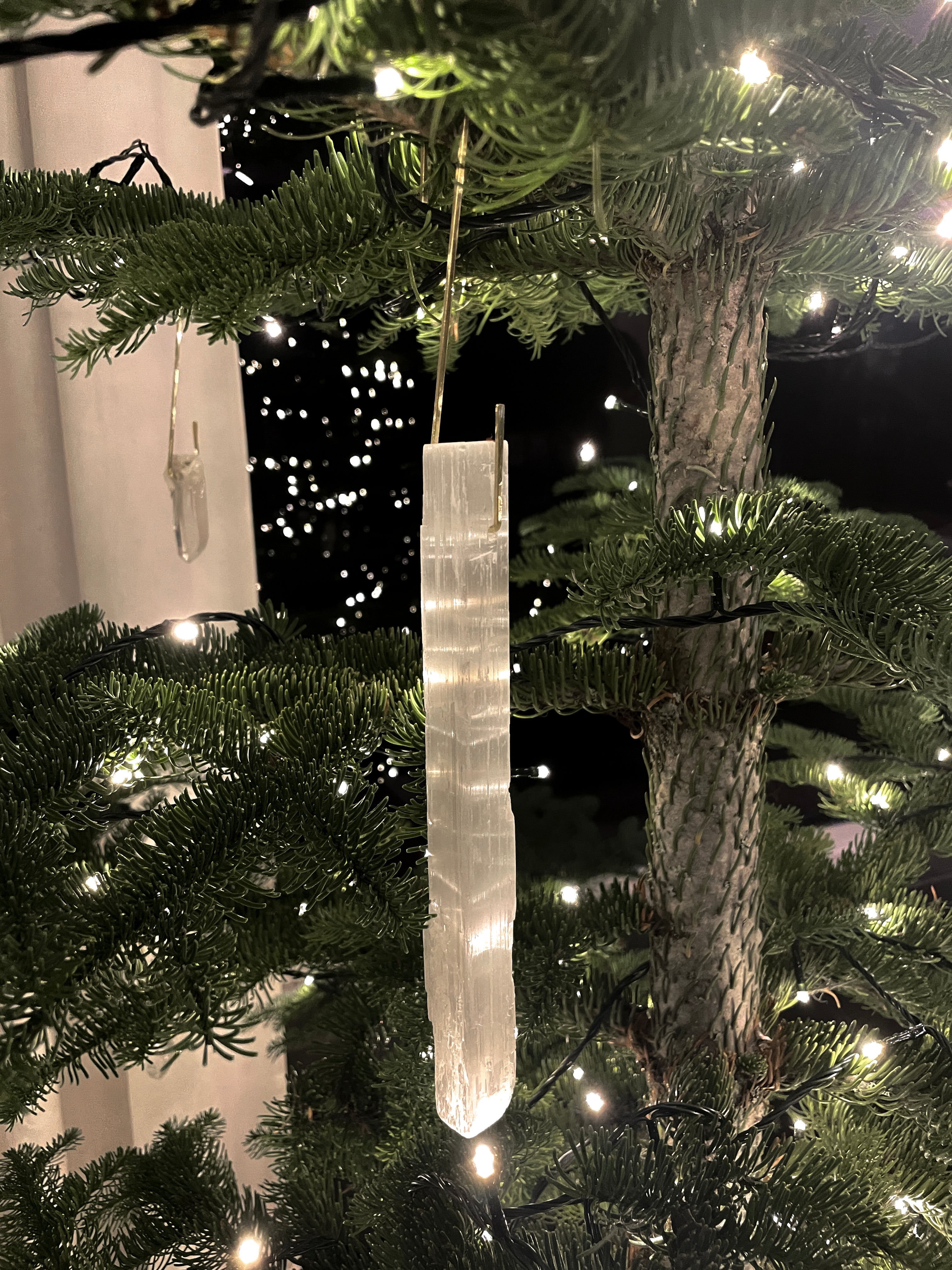 Selenite and Brass Ornaments