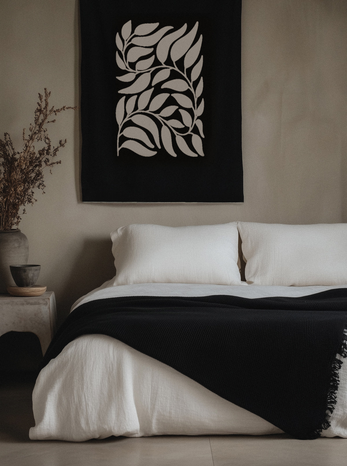 Knit Tapestry Blanket | Vines Black